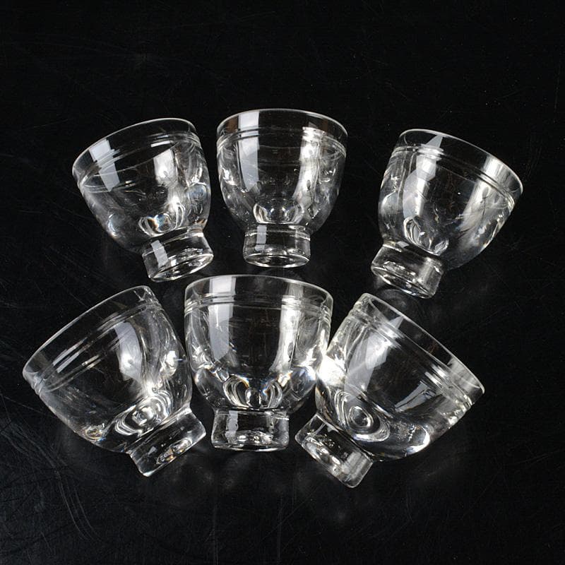 クリスタルガラス　冷酒グラス　酒杯　煎茶器　6客　桐箱付　V　6289