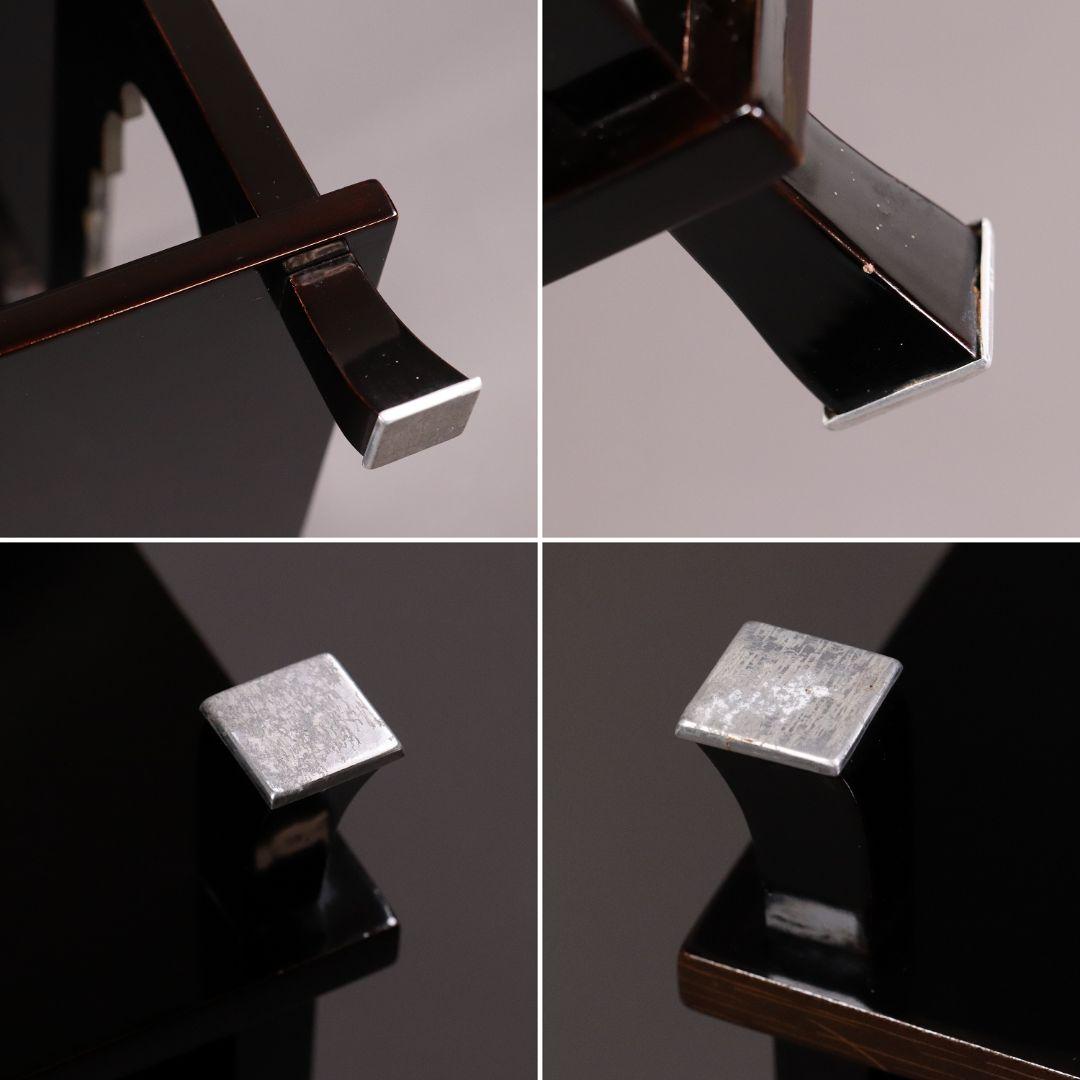 輪島塗 久世宗春 山水金蒔絵 冠卓 二段卓 花台 黒塗 天然木【MA366】