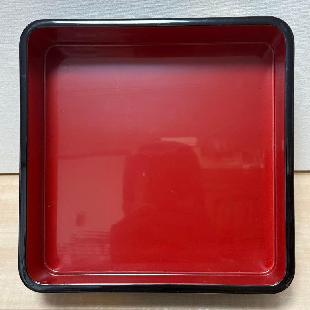 ごっちゃん　輪島塗 黒塗内朱 金銀沈金 羊歯紋様 二段重 重箱