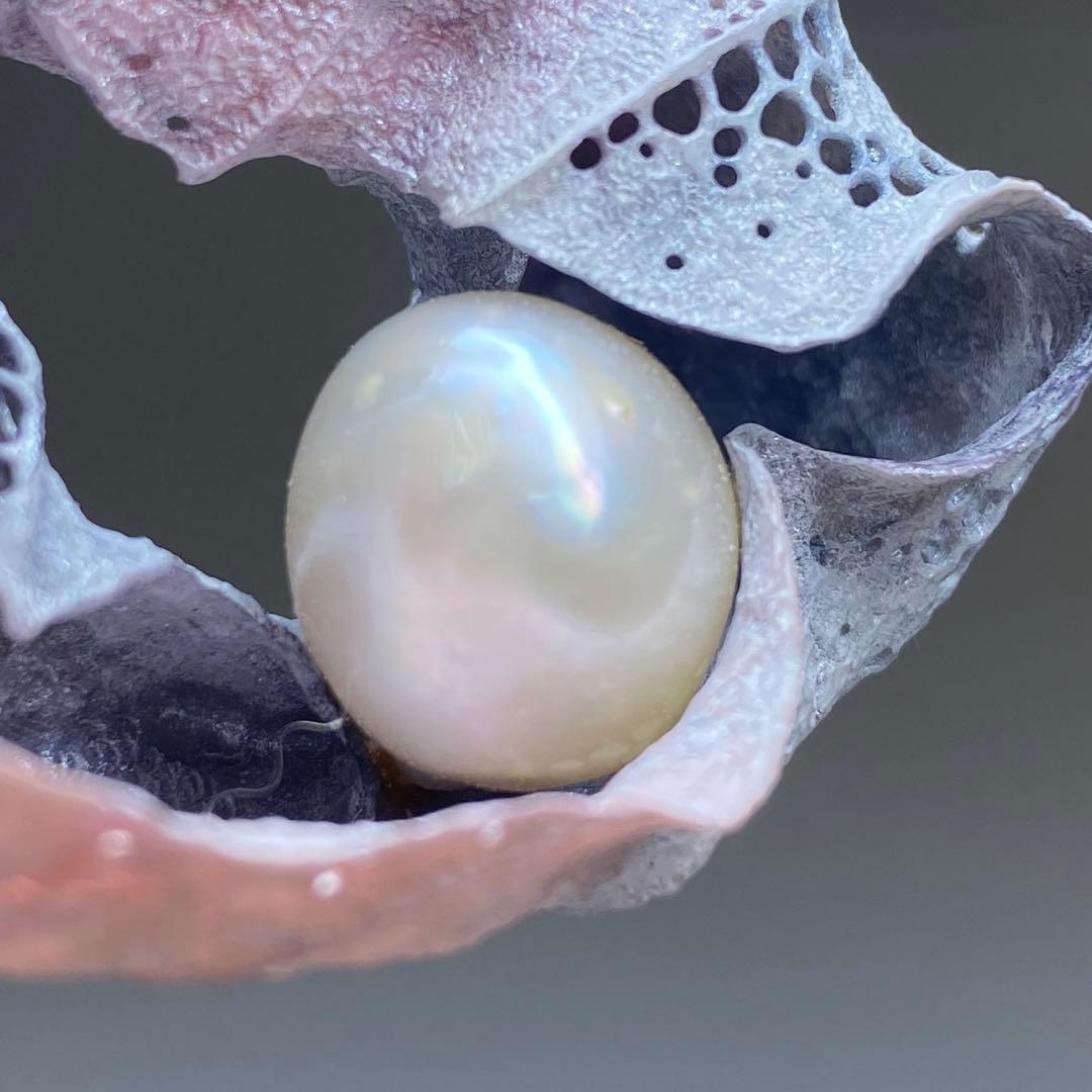 専用　耕堂作　K18刻印大金具　本真珠大玉枯葉ネックレストップ　共箱　13.5g