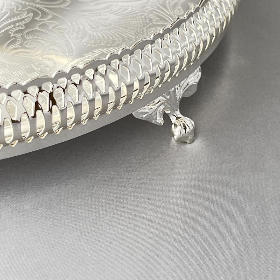 【QUEEN ANNE】 透かしのケーキスタンド 2段【シルバープレート】