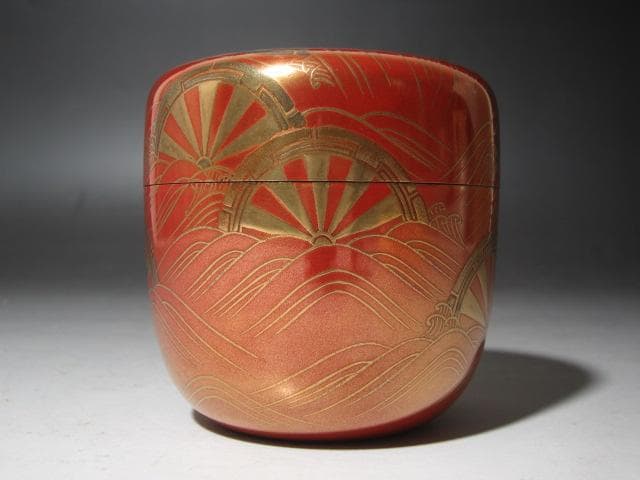 ☆　松田権六　波車蒔絵　大棗　表千家十三代即中斎の花押☆y518