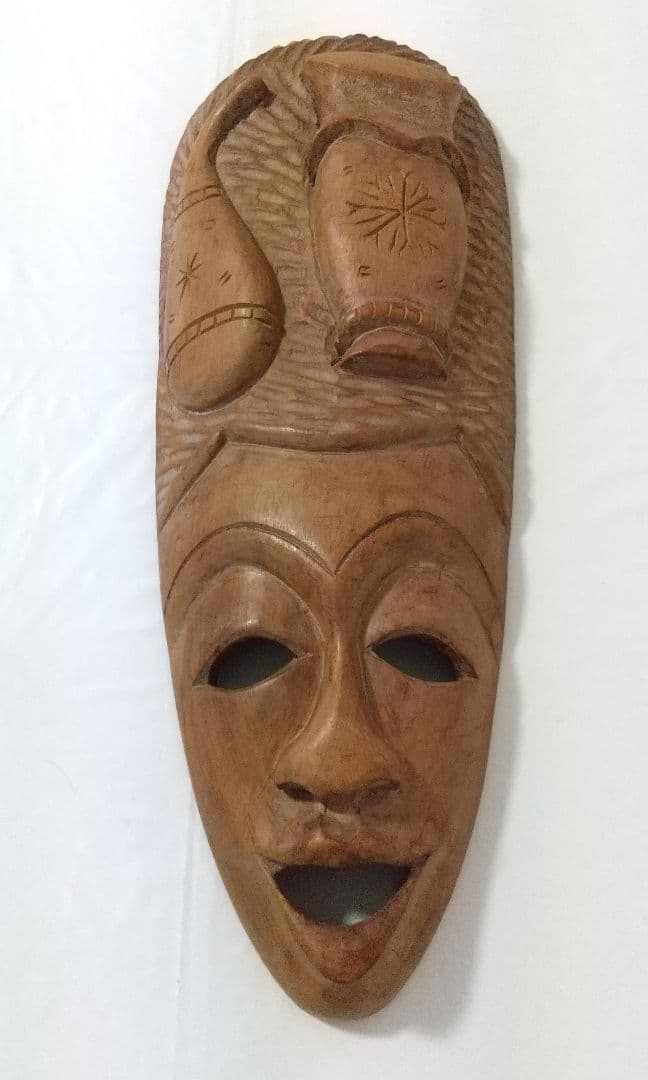 民族仮面 木彫りのマスク 民芸品 お面 壁掛け 中南米