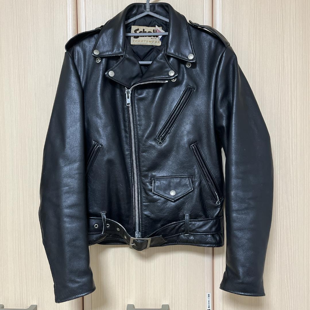 【Kr】SCHOTT レザー ライザース ジャケット ブラック 36/M