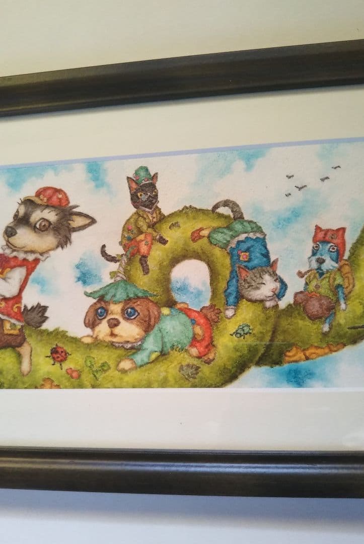 【原画】『大陸間移動装置』（絵画　動物　チワワ　黒猫　植物　龍　苔　蛇）