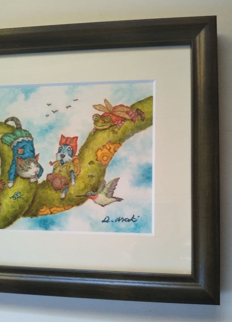 【原画】『大陸間移動装置』（絵画　動物　チワワ　黒猫　植物　龍　苔　蛇）