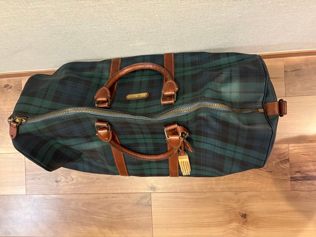 Ralph Lauren グリーンチェック柄ボストンバッグ