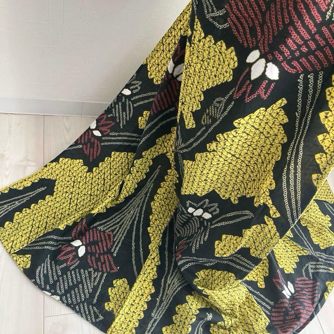 masami 有松絞り浴衣・蜘蛛絞り　菖蒲　身丈169・裄74No.-50