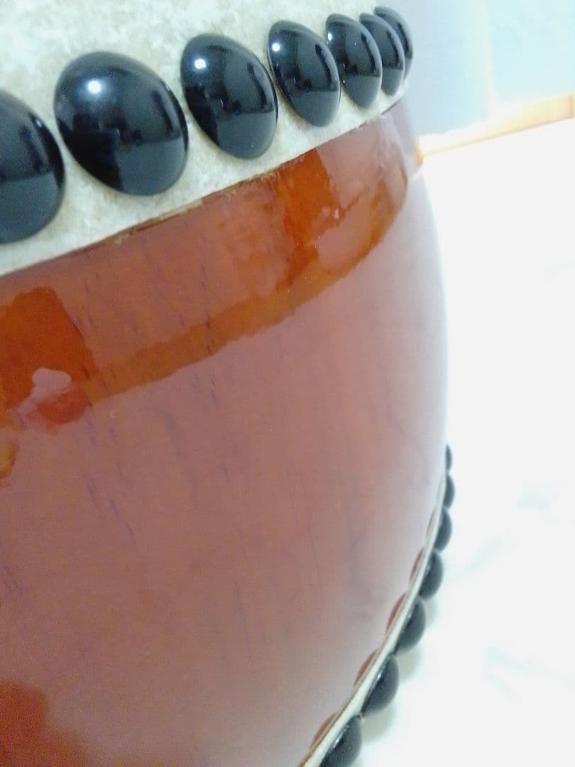 美品 1尺2寸 直径36cm×厚さ16cm 台付 バチ付 和太鼓 平胴太鼓 本皮