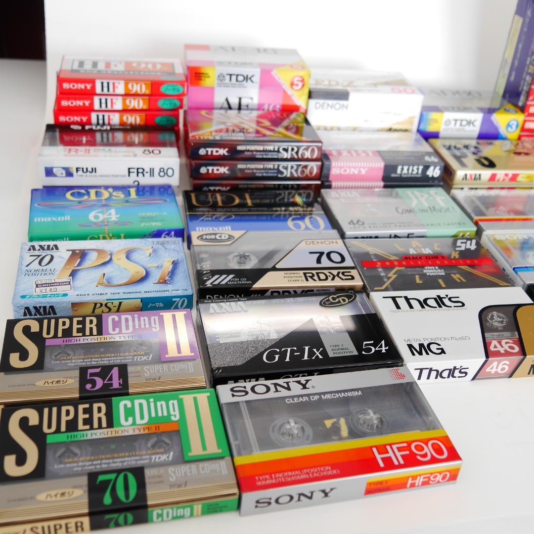 【未使用】カセットテープ56本（ノーマル43、ハイポジ12、メタル1）＊開封済5