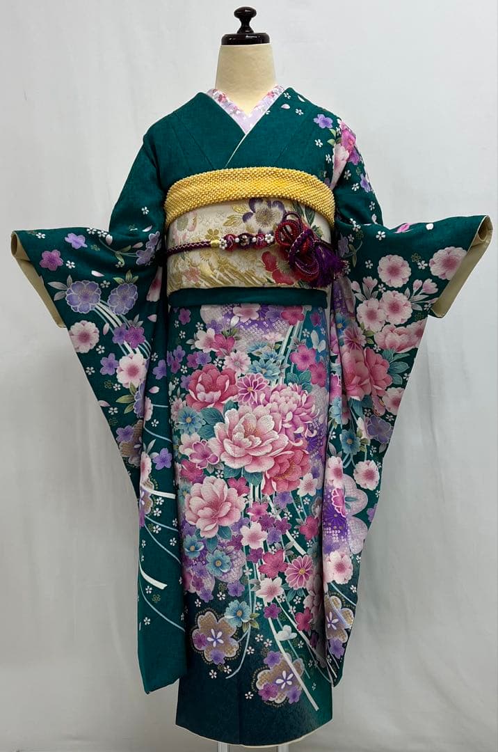 振り袖　フルセット　別誂長襦袢付　金彩加工　成人式　刺繍入り　豪華　598