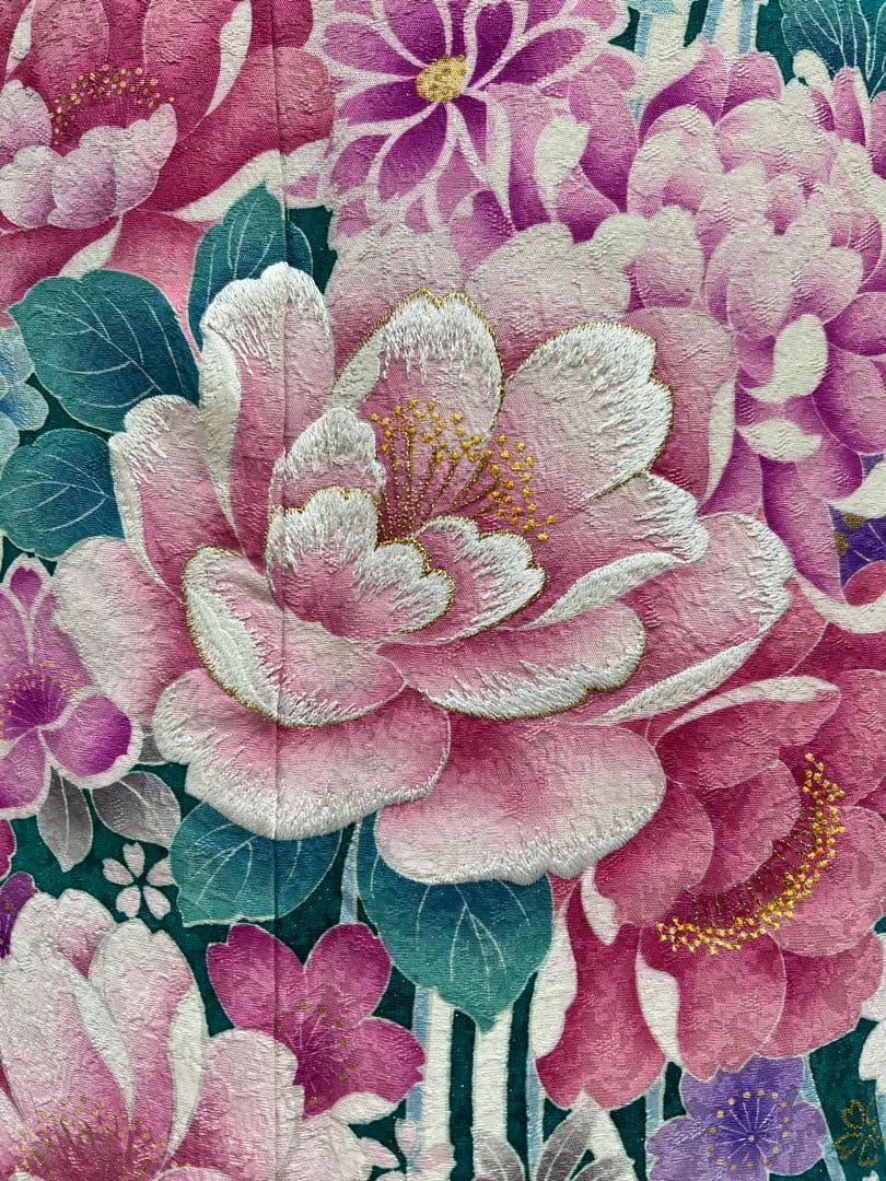 振り袖　フルセット　別誂長襦袢付　金彩加工　成人式　刺繍入り　豪華　598