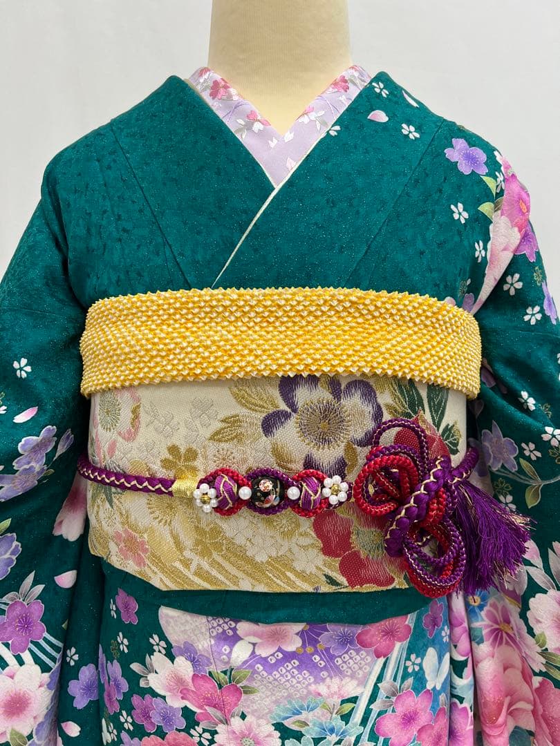 振り袖　フルセット　別誂長襦袢付　金彩加工　成人式　刺繍入り　豪華　598