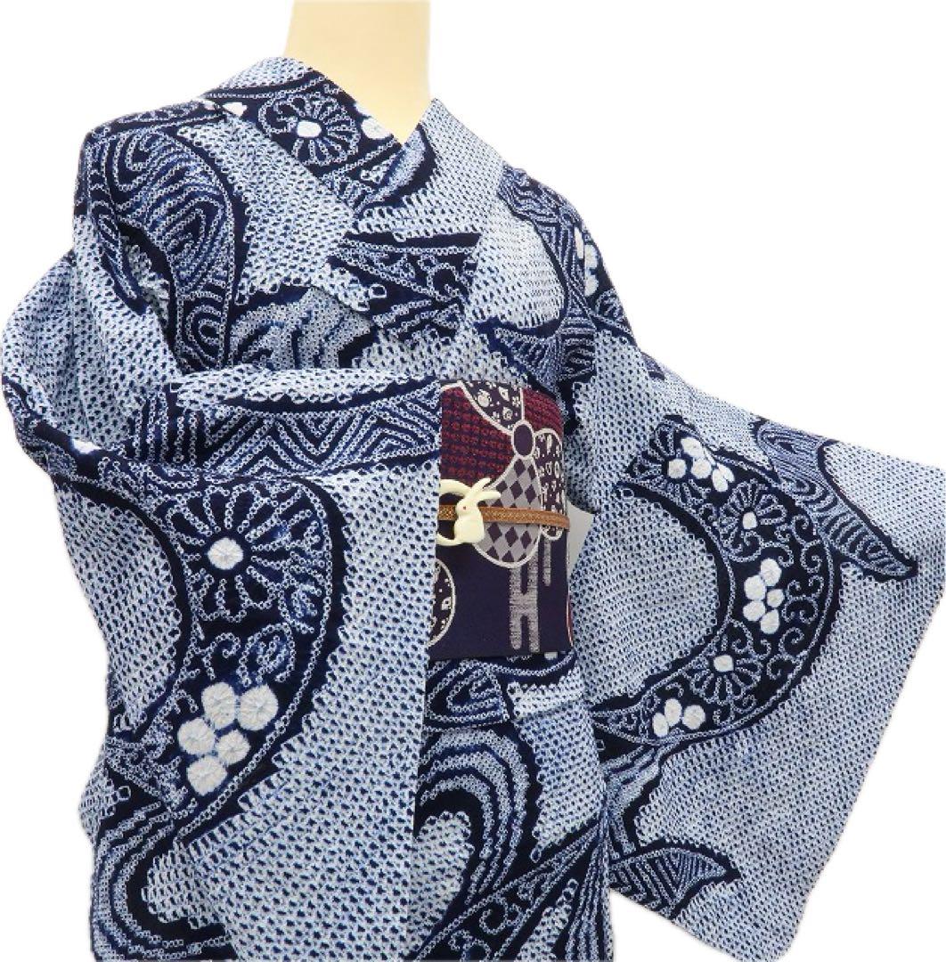 ん✺美品未着用 有松鳴海絞り 高級浴衣 着物 A3290