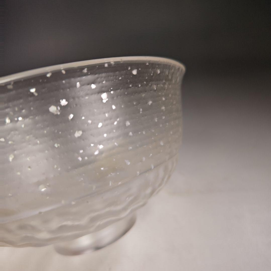 イ940 菓子鉢『水崎長寿』『義山硝子ガラス　雪舟金箔　菓子鉢　共箱』菓子器