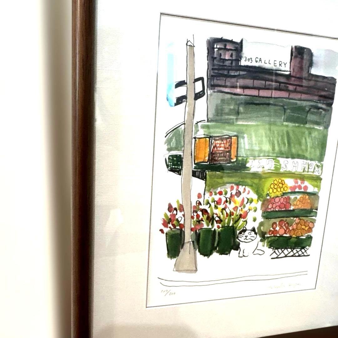 【限定版画】☆久下貴史☆ 版画作品「グリーン・ストリートの猫」手書きサイン入り☆