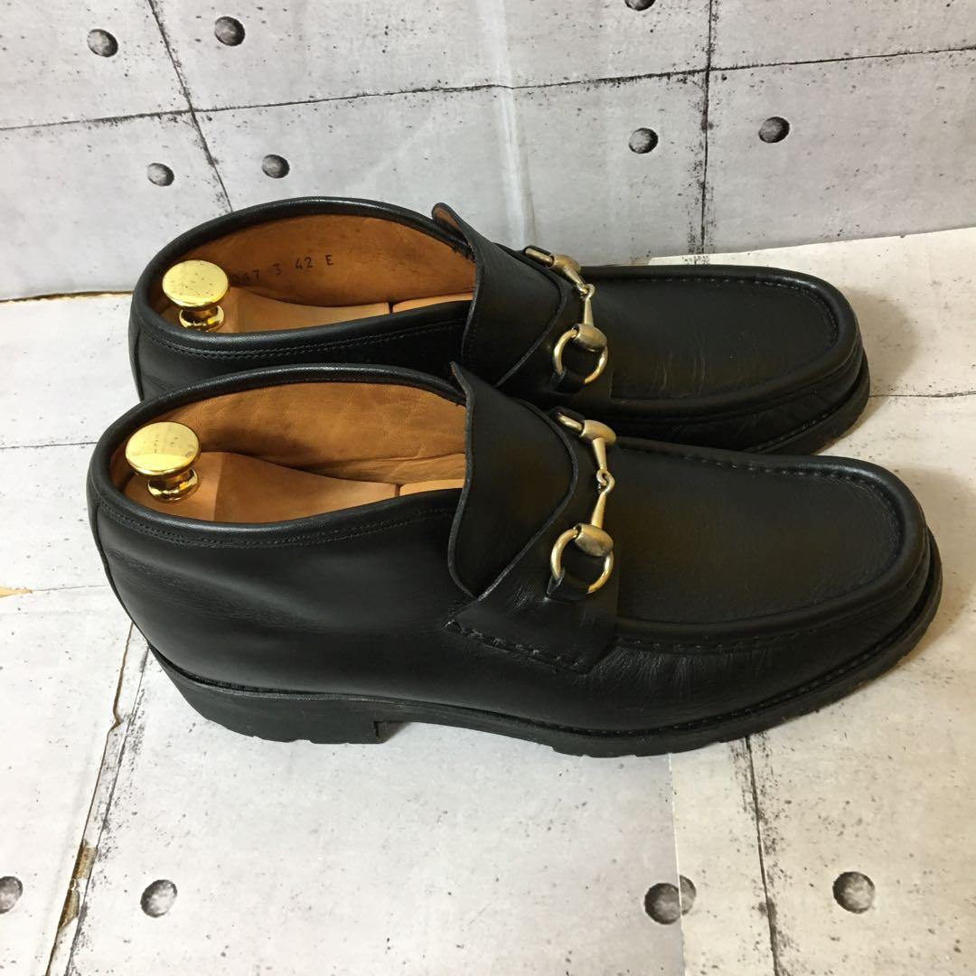 美品　GOCCI グッチホースビットモカシン　ブラック42E 27.0cm