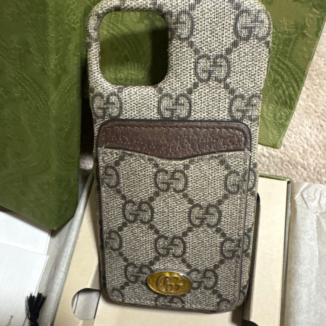 GUCCI iPhone 13 ケース ベージュ & エボニー
