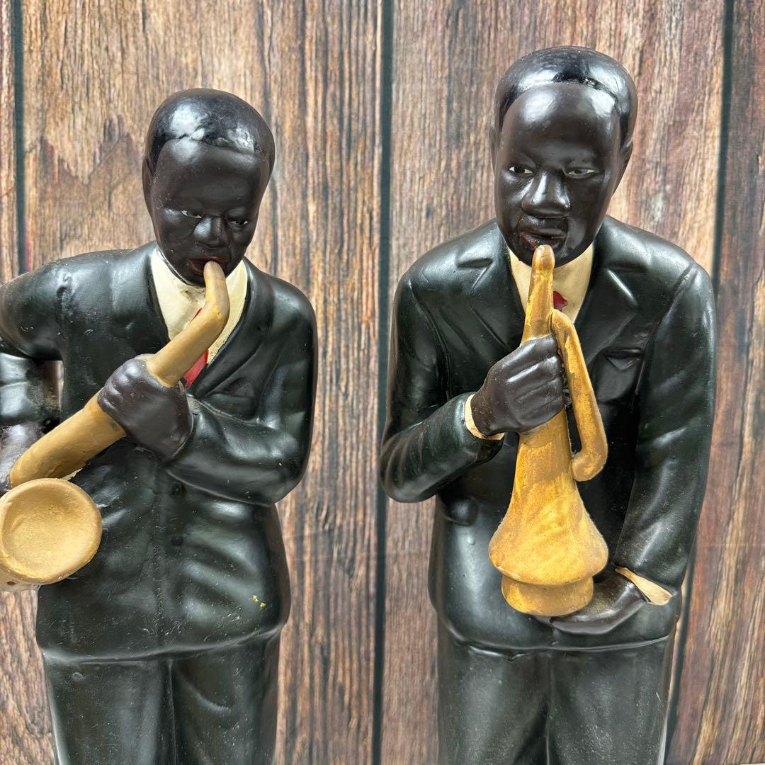 ジャズバンド 置物 黒人バンド 陶器 JAZZ 黒人楽団 6体まとめ