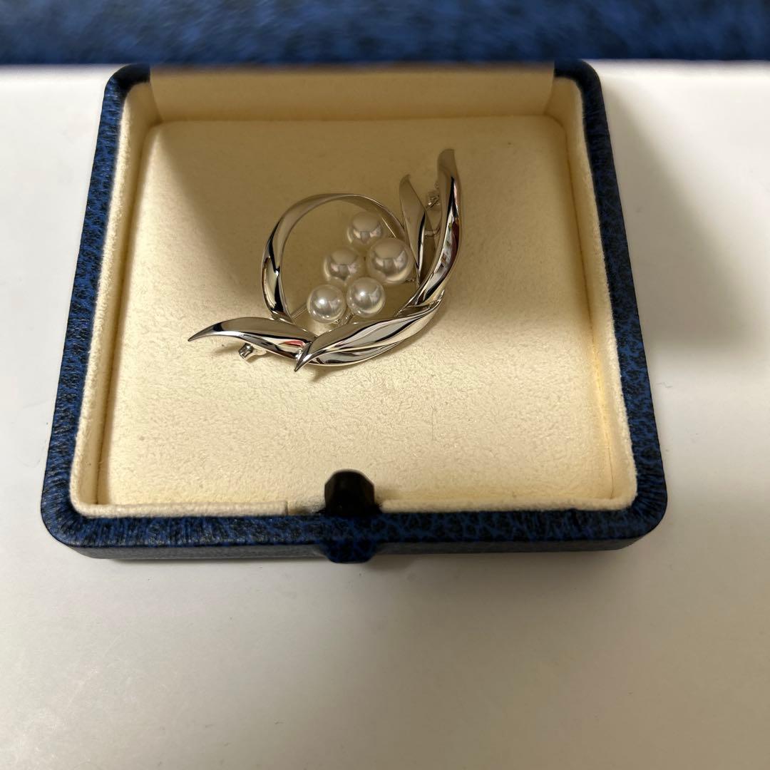 MIKIMOTO ミキモト　真珠　パール　ブローチ　5珠　シルバー