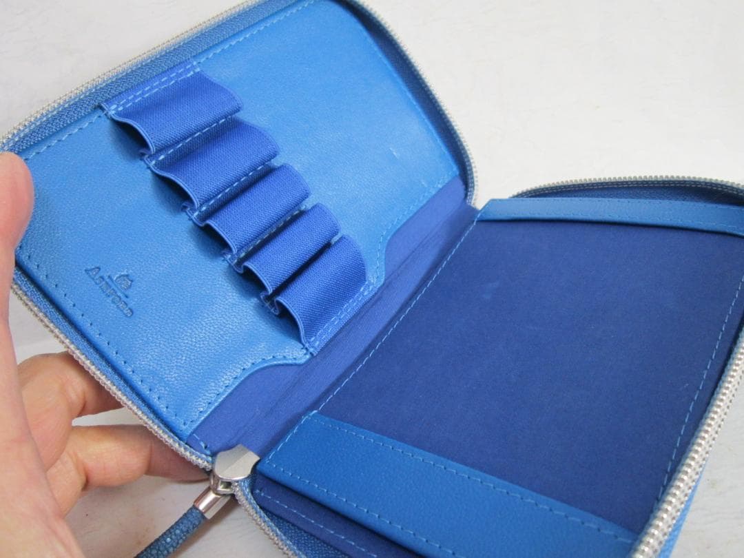 ペンケース　ガルーシャ　アシュフォード　趣味の文具箱　コラボ　５本差し　ブルー