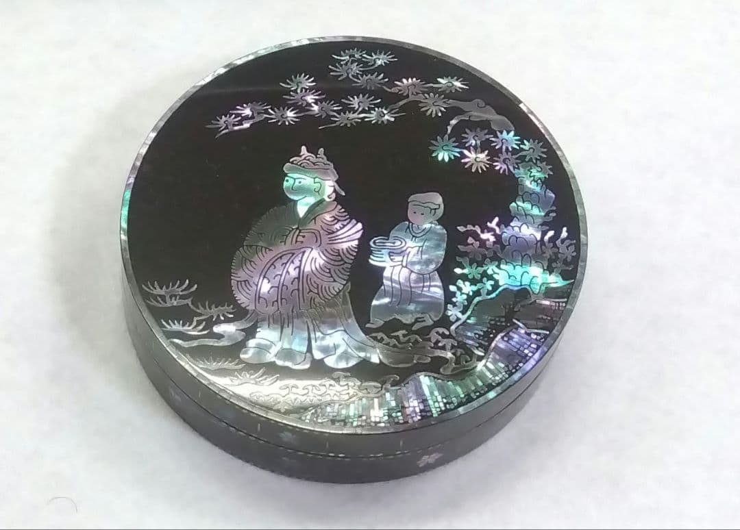 茶道具 香合 唐物写 青貝 唐人物 加州 大井好雲斎 加賀蒔絵 松田権六 師事