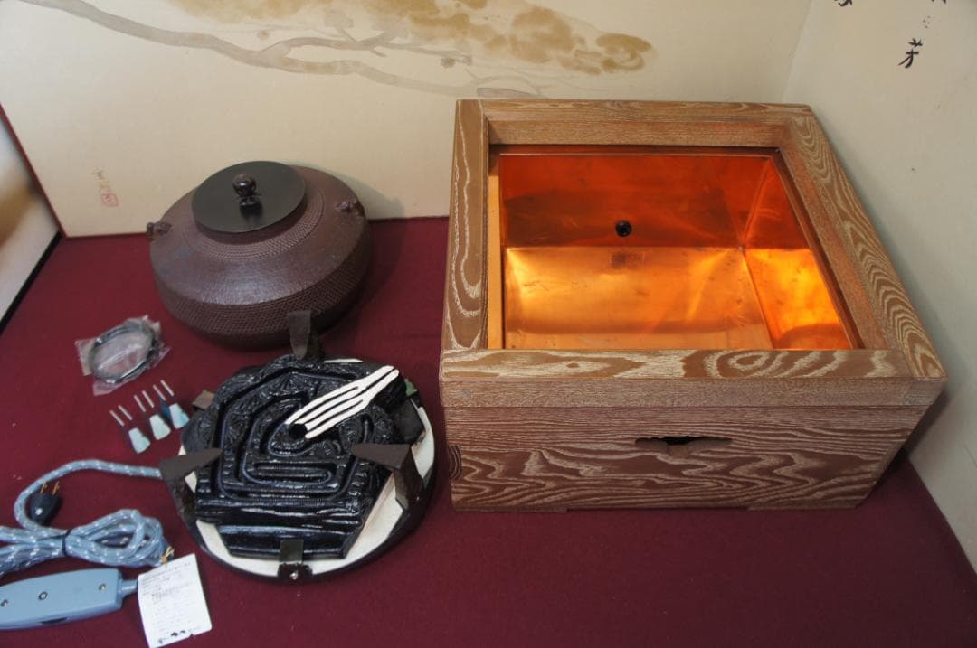 専用☆美品 桑色置炉 在銘 独楽釜 置炉用600W 炭型 電熱器 送料込み