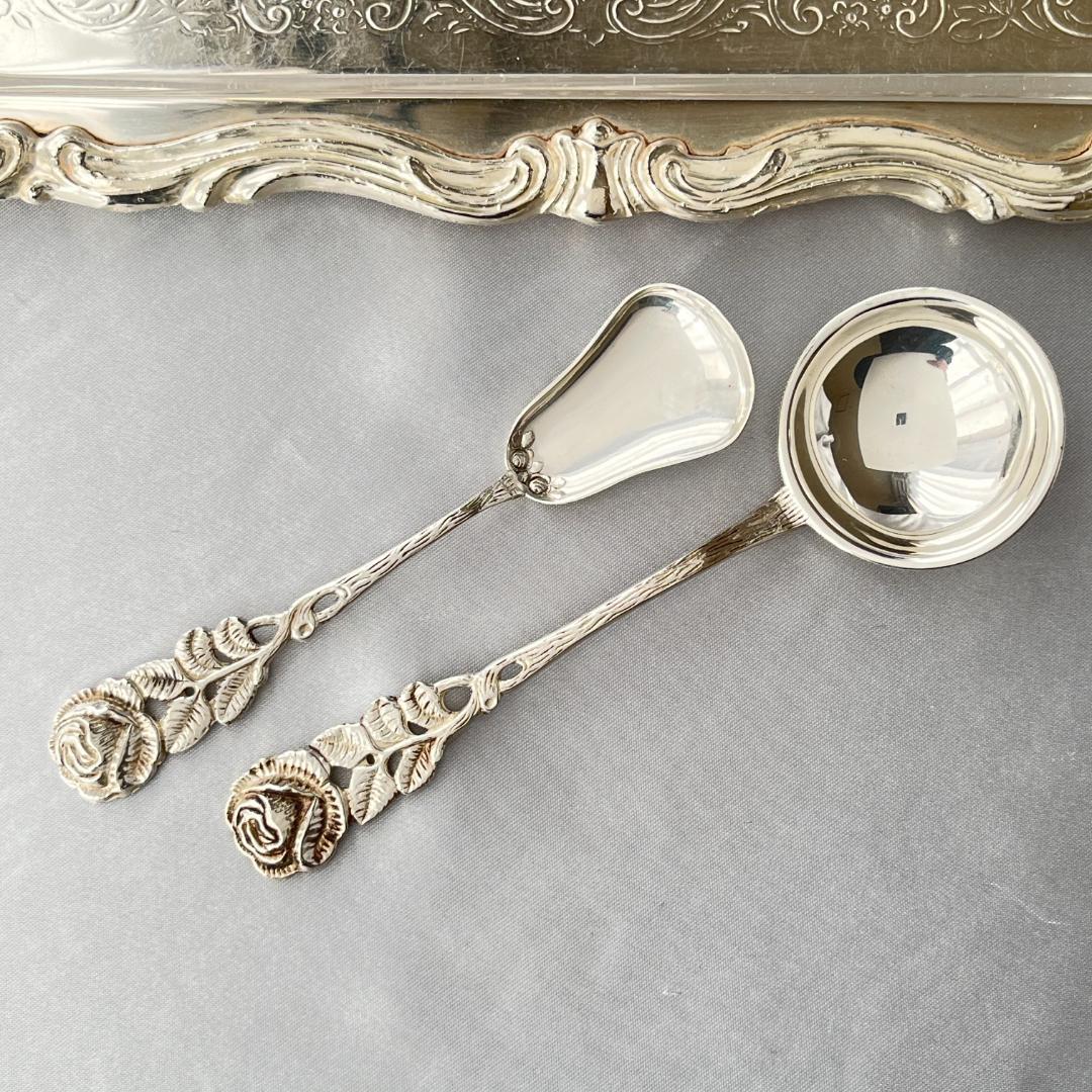 【ANTIKO】 薔薇のクリームスプーン / シュガースプーン【純銀】