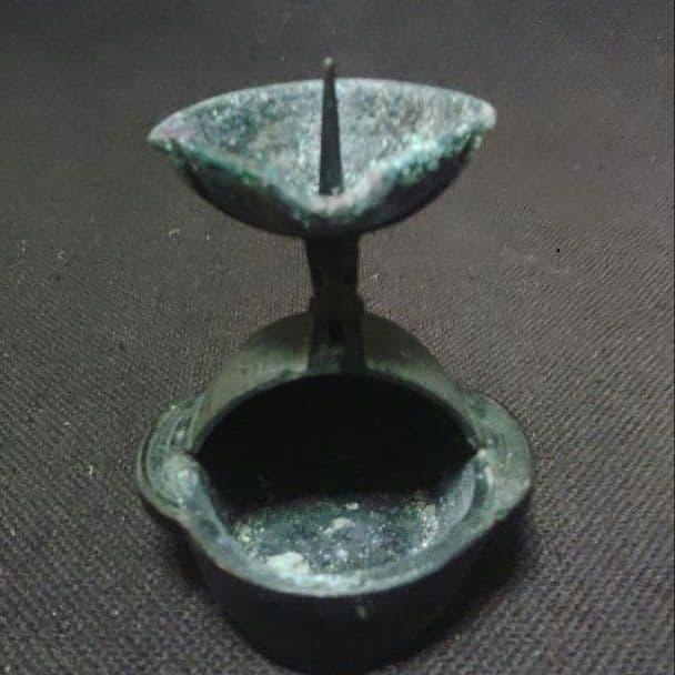 珍品　折り畳み燭台　古銅製　金工　携帯燭台　蝋燭立て　ロウソク立て　ア12