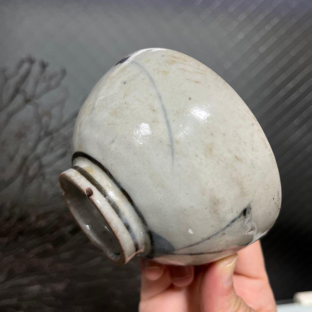 骨董　古伊万里　波佐見焼　染付　くらわんか　茶碗　１客　※金継ぎ直しあり