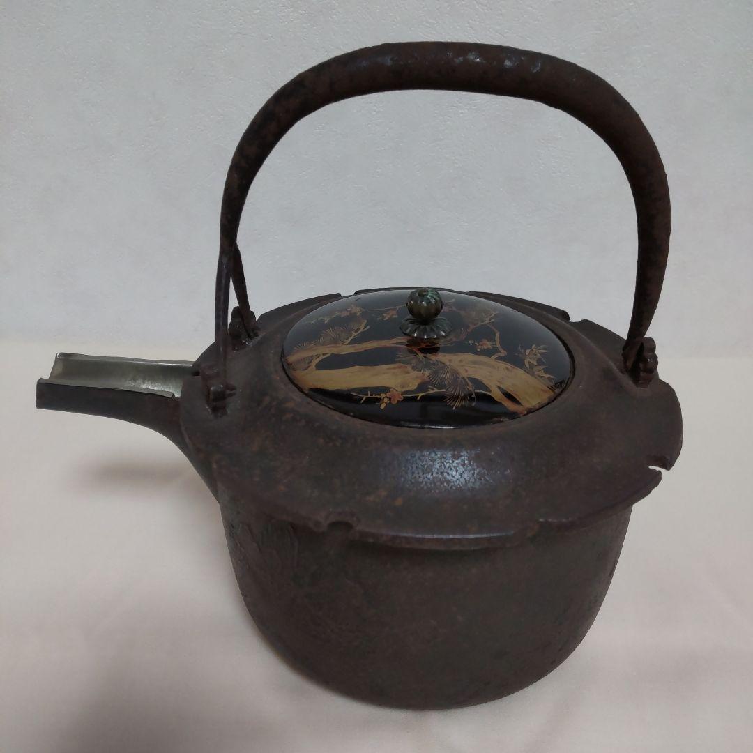 時代物 芦屋釜 蒔絵の蓋 鉄瓶 酒器 飾り物 骨董インテリア