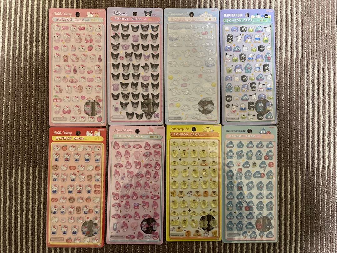 【正規品】サンリオ　ボンボンドロップシール　mini 8種　コンプリート