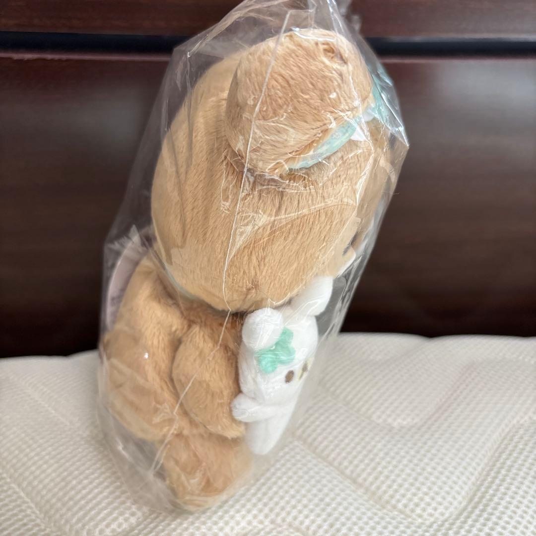 RAKUTAO45245  おすわりぬいぐるみうさぎフラワーピンク&ブルー