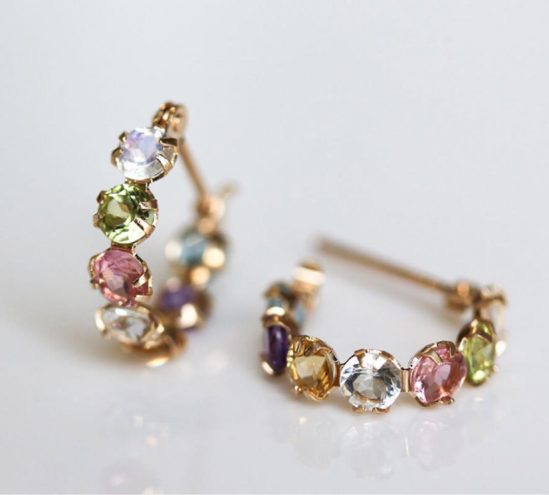 cui-cui K10 マルチカラー スナップ フープ ピアス