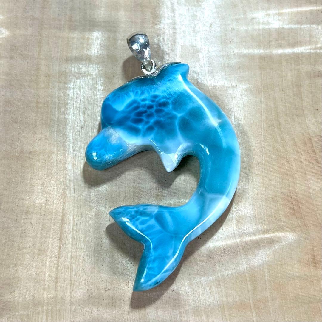 高品質　イルカ型ラリマー　ペンダント　ネックレス　silver925 3-18