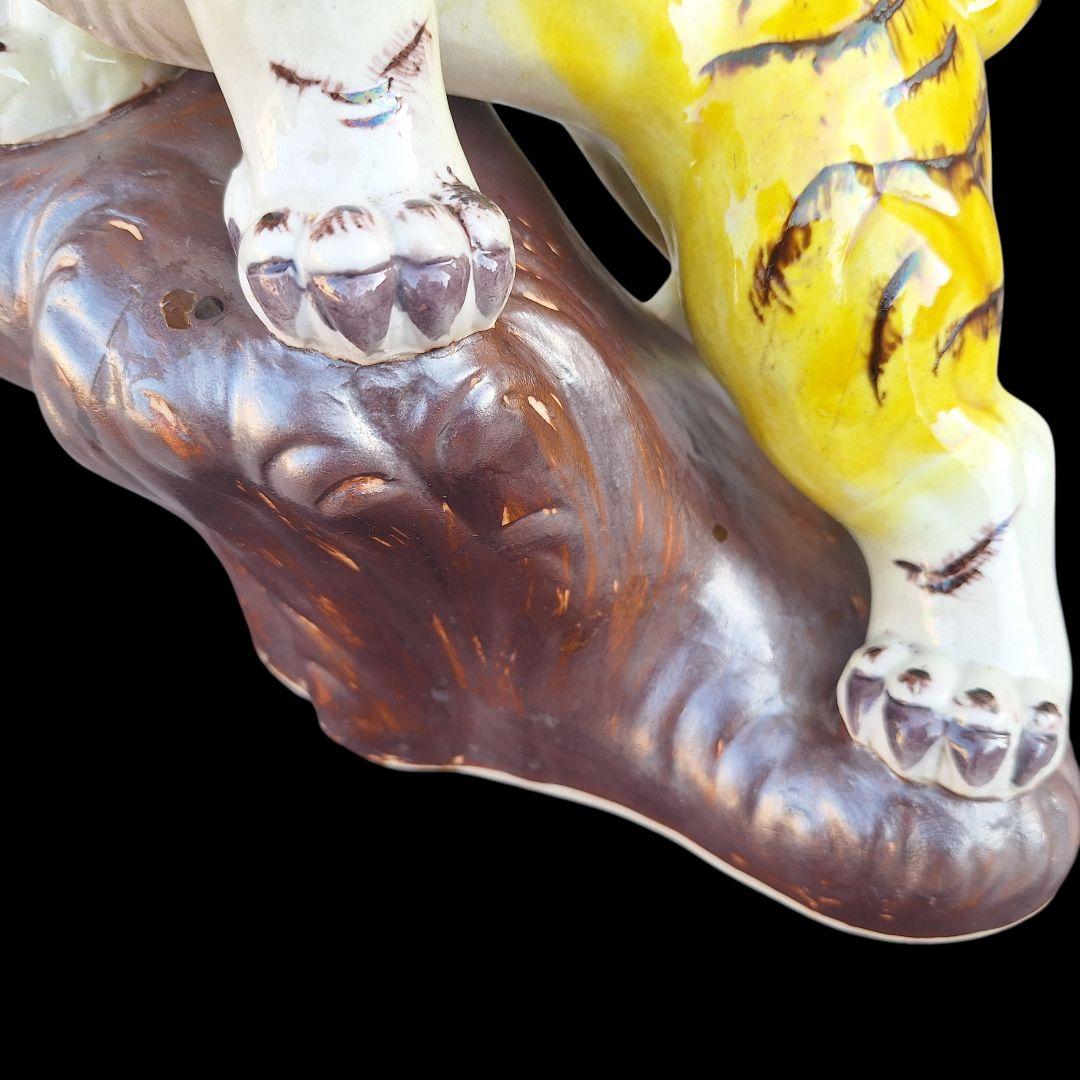 九谷焼 糠川清章 10号 虎 置物 29cm 縁起物