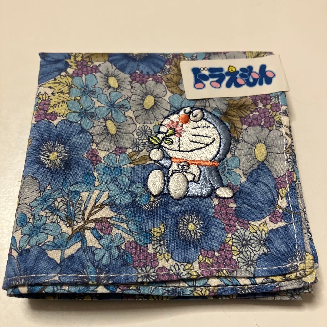 確認用999新品　ドラえもん　ハンカチ　ミニ　フラワー　ブルー　ギフト　リバティ