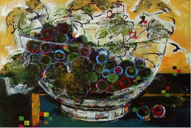 油絵 絵 絵画 インテリア 額付(白) uF6-061203 静物 果物 ぶどう