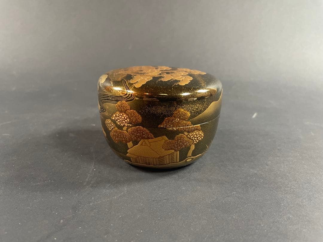 2 拓也 山水 蒔絵 平棗 漆器 重合 茶道具