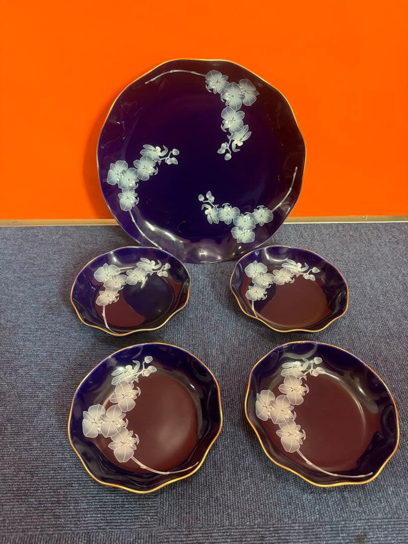 1773 香蘭社　胡蝶蘭　皿　5客　1大4小