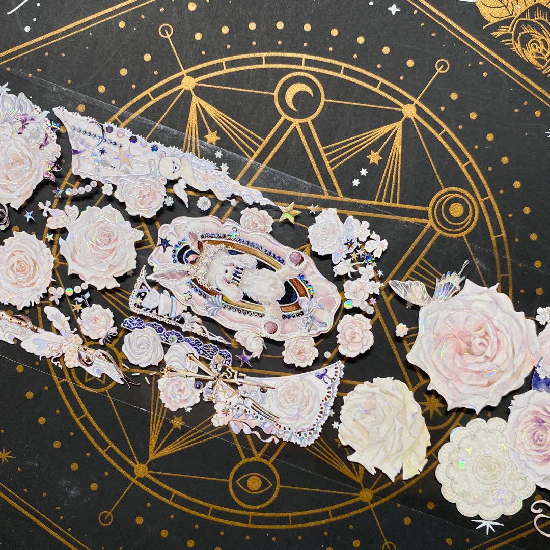 【9259】海外　マステ　中古巻　貝殻光マスキングテープ　お花　装飾系