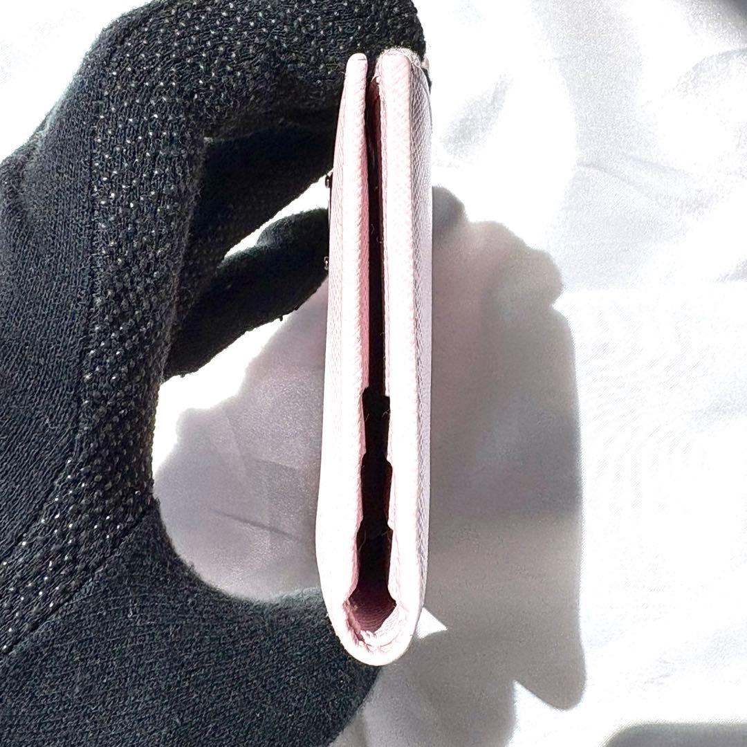 極美品/現行✨プラダ 折り財布 三角ロゴ サフィアーノレザー ピンク