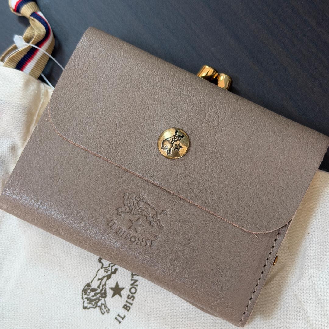 【新品未使用】イルビゾンテ 二つ折り がま口 財布 グレー