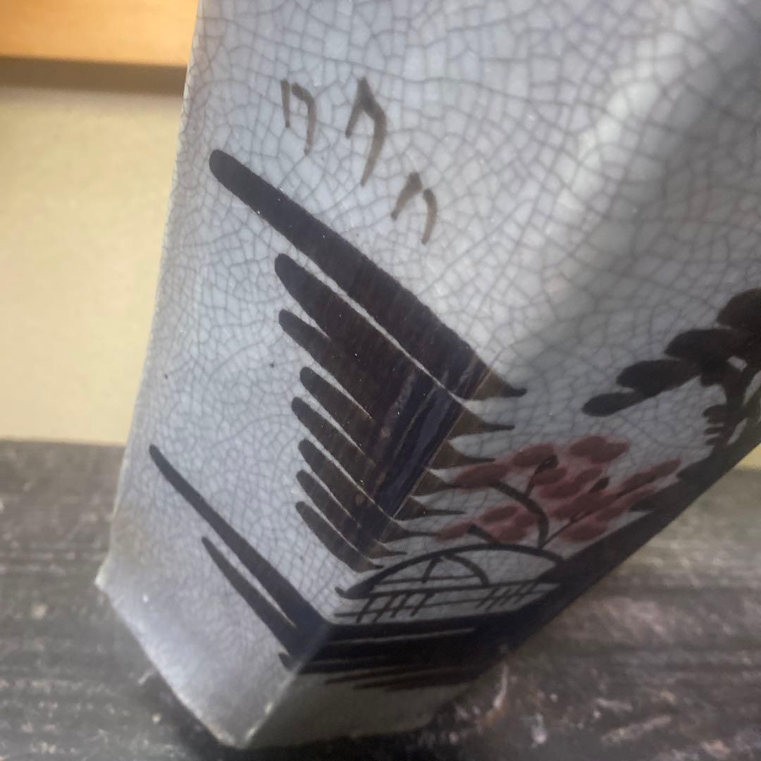 中国古玩　面取山水図花瓶【大】37cm13cm