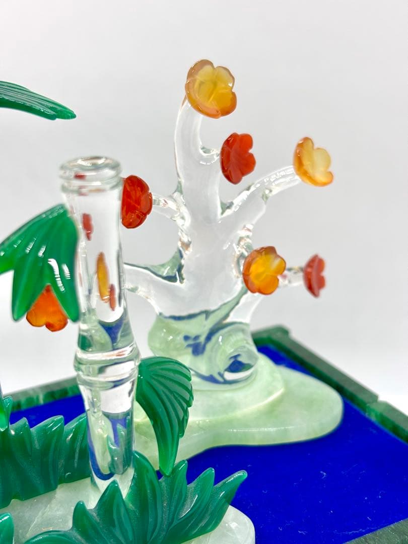 #伝統工芸士　保山作　『松竹梅』 天然石細工 置物