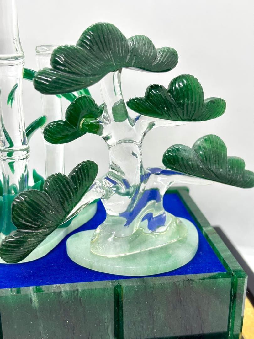 #伝統工芸士　保山作　『松竹梅』 天然石細工 置物