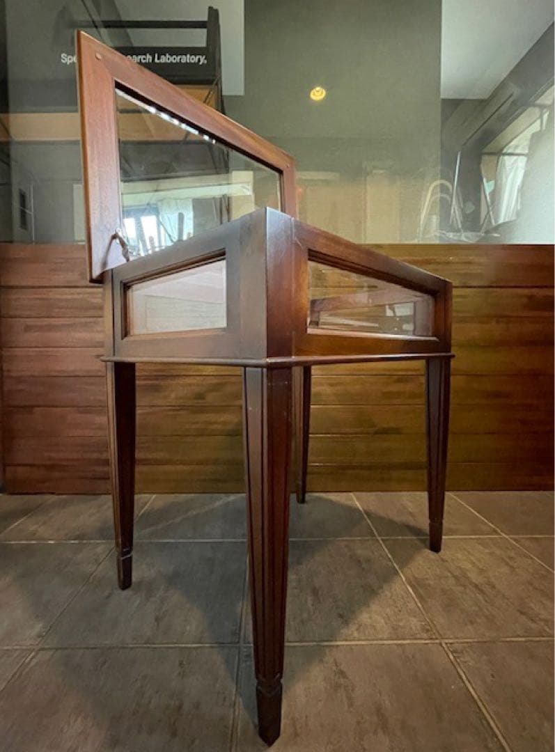 直接引取歓迎 超美品■面取ガラス硝子 コレクションテーブル/ショーケーステーブル