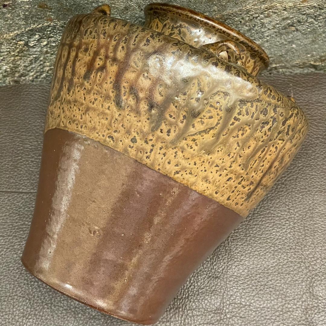 丹波焼 大上昇 立杭 時代物 花瓶 四耳壺 華道具 花器 飾り壺 在銘 古玩