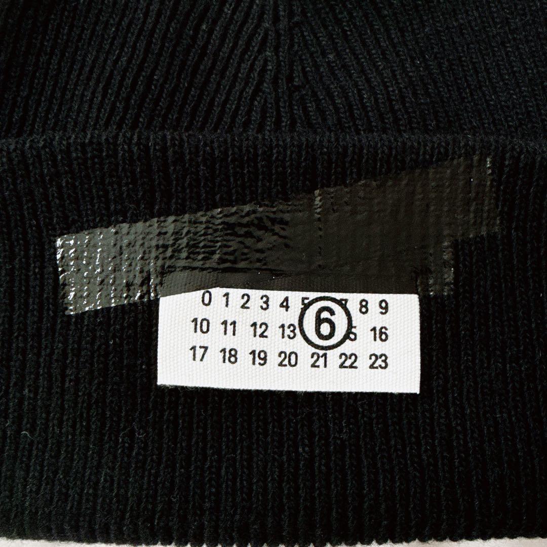 美品 MM6 メゾンマルジェラ ウールブレンド テープロゴ ビーニー ニット帽