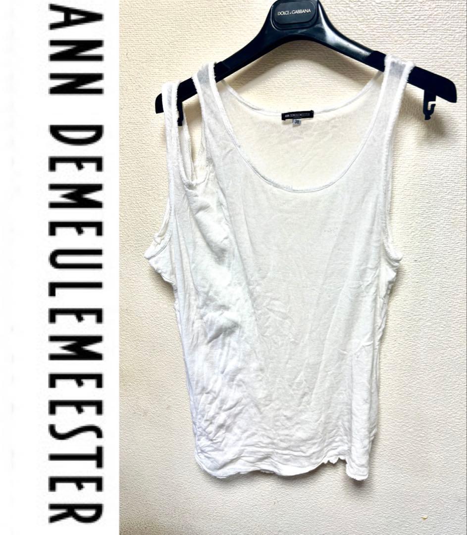 ANN DEMEULEMEESTER ホワイト アシンメトリータンクトップ 38